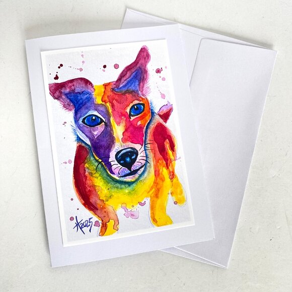 Lacie Dog Painting Art Print 5x7in Blank Greeting Card and Envelope All Occasion - Picture 4 of 4